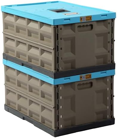Heavy Duty Collapsible Storage Bins, Attached Lids, 12 Gal, 2 Pack by Smallemon