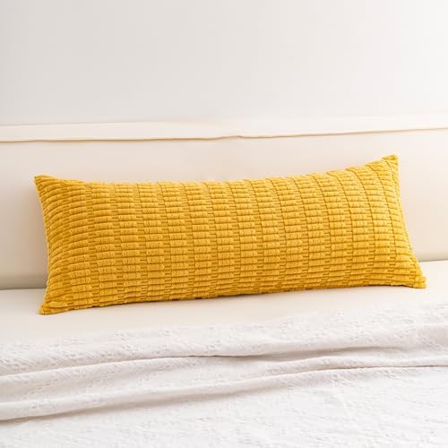 Aegero Corduroy Decorative Throw Pillow Covers 14x36 Inch Soft Striped Pillow Covers Modern Farmhouse Home Decor for Sofa Living Room Couch Bed（Yellow） by Unknown