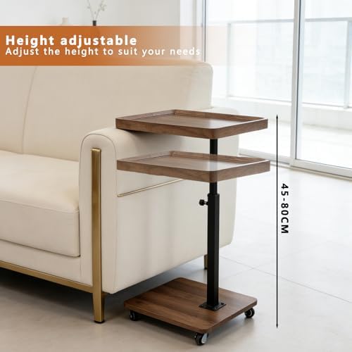 Sofa Table with 360° Phone Holder, Rolling C-Shape End Table - Image 3