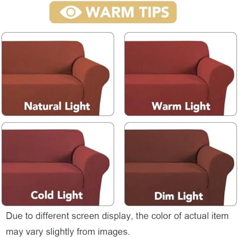 H.VERSAILTEX Stretch Sofa Covers for 3 Cushion Couch Covers Sofa Slipcovers for Living Room Feature Thick Checked Jacquard Fabric with Elastic Bottom, Sofa Large - Rust - Image 3