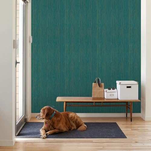 Teal Grasscloth Peel and Stick Wallpaper Texture Contact Paper A Set of 15.7" X 480" Self-Adhesive Linen Removable Wallpaper Cabinets Counter Top Liners - Image 2