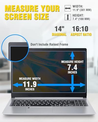 F FORITO 14 inch 16:10 Magnetic Laptop Privacy Screen, 360° Anti Peeping Removable Anti Glare Blue Light Filter Compatible with All 14” 16:10 Laptops Portable Monitors - Image 2