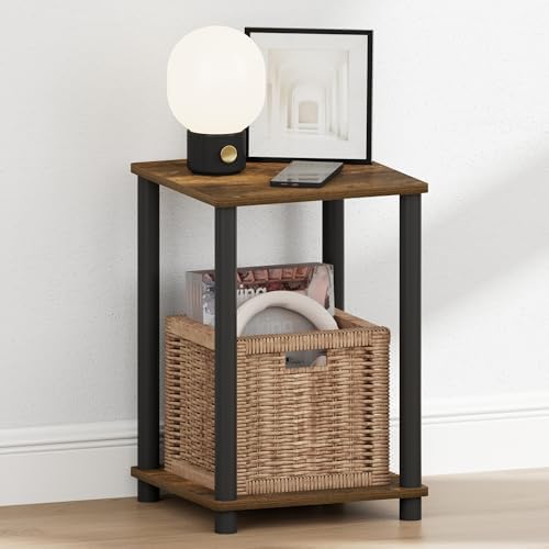 Furinno Turn-N-Tube Toolless 2-Tier Open Shelf Night Stand, Amber Pine - Image 4