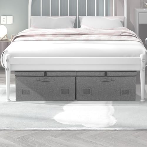 Graciadeco 75 Quarts Extra Large Decorative Storage Bins with Lids, 1 Pack Gray Collapsible Storage Bins with Lids, Stackable Storage Bins Decorative Box Storage With Lid Extra Large - Image 5