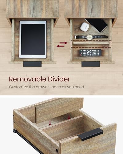 VASAGLE Side End Table with Charging Station, Slim Nightstand with Storage - Image 6