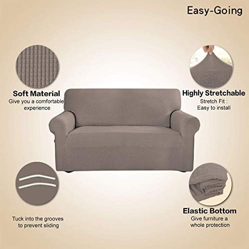 Easy-Going Stretch Loveseat Couch Covers Washable Taupe - Image 3