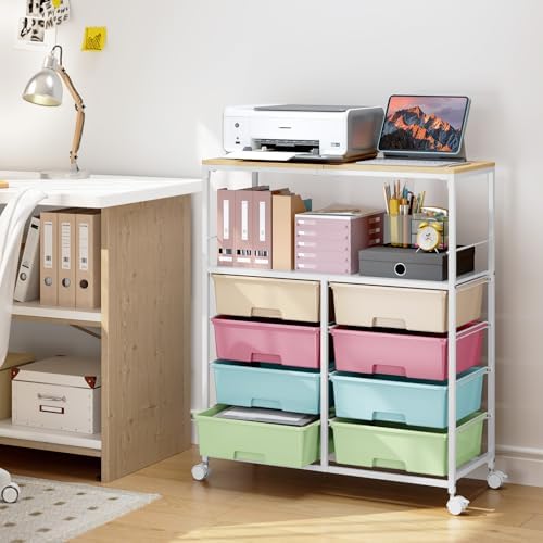 APEXCHASER Rolling Storage Cart with 8 Large Drawers,Wooden Tabletop - Image 2