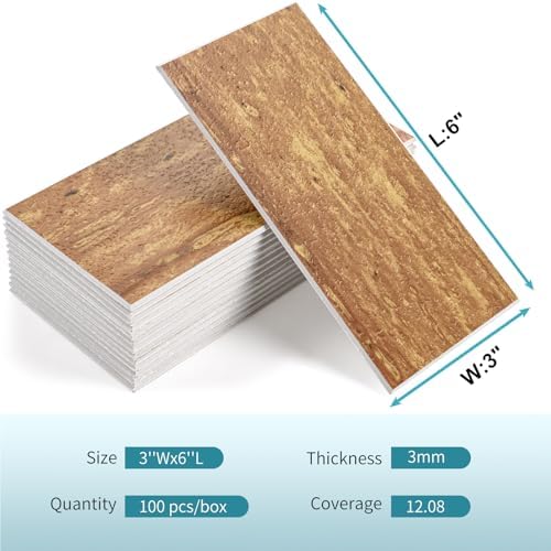 Vamos Tile 100 Pieces Peel and Stick Backsplash Tile, 3" x 6" Subway Tile - Image 7