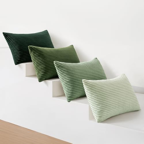 MIULEE Soft Corduroy Decorative Lumbar Pillow Covers Forest Green 12x20 - Image 5