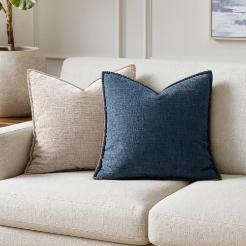 MIULEE Decorative Couch Throw Pillow Covers 18x18 Inch Dark Blue 2 Pack - Image 4