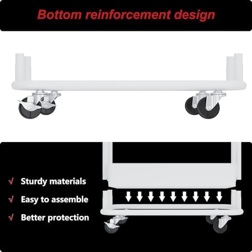 3-Tier Utility Cart with Wheels, Rolling Cart with 3 Hanging Baskets, Storage Shelves, Multi-Functional Organizer Cart for Bathroom, Office, Kitchen, White - Image 4