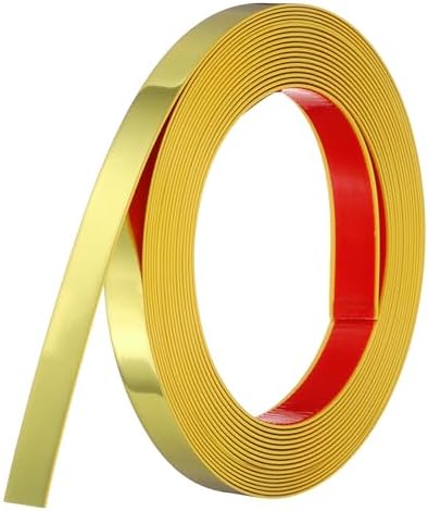 uxcell Gold Peel and Stick Molding Trim, 0.8 Inch x 19.7 ft Self-Adhesive Mirror Tape, Flexible PVC Border Strip for Wall Decoration Tile Edge Ceiling Floor Frame Furniture Decoration by uxcell