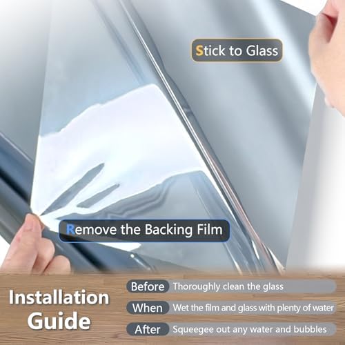 LEMON CLOUD One Way Window Film Window Tint for Home, Silver 17.5″ x 157.4″ - Image 6