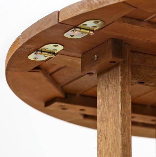 Furinno TIOMAN Outdoor Round Foldable Patio Table, Natural - Image 5