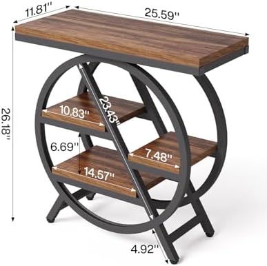 LITTLE TREE Industrial End Table, Narrow Side Table - Image 3
