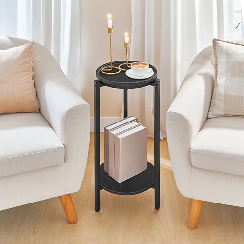 HOOBRO Small Round Side Table, 2-Tier Circle End Table for Small Space - Image 4