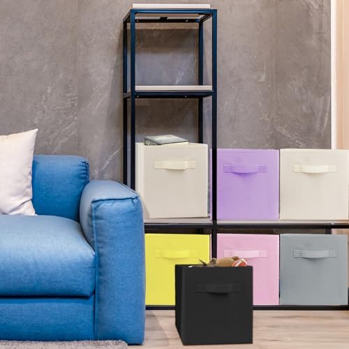 3 Pcs Storage Cubes, 10.5 Inch Collapsible Storage Bins, Fabric Foldable Bins for Organization, Durable Storage Bins for Closet, Shelves, Offices (Light Purple) - Image 7
