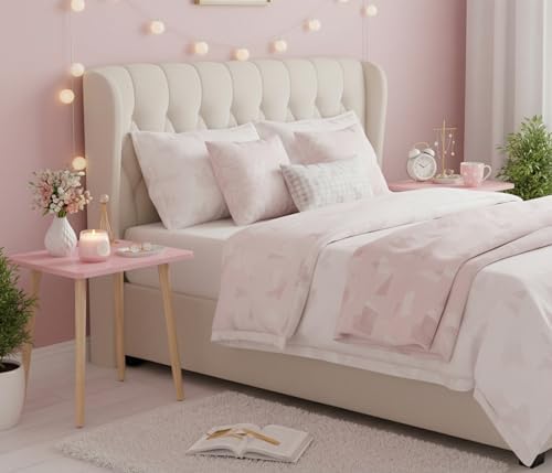 FORAOFUR Side Table Set of 2, Modern Side Table Accent Tables for Small Spaces, Wooden Home Decor, Easy Assembly | 2 Pack Pink finish, fits living/bedroom/balcony, compact for small spaces, sturdy, easy assembly with tools - Image 6