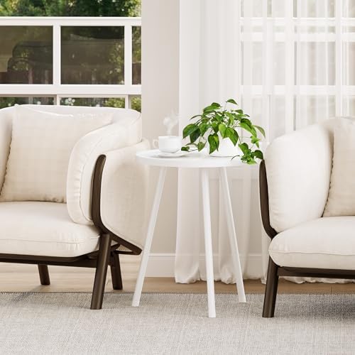 Round Side Table, Small End Table, Drink Table for Couch, Mini Tea Table for Sofa, Modern Accent Nightstand for Small Space, Living Room Bedroom LET521W - Image 5