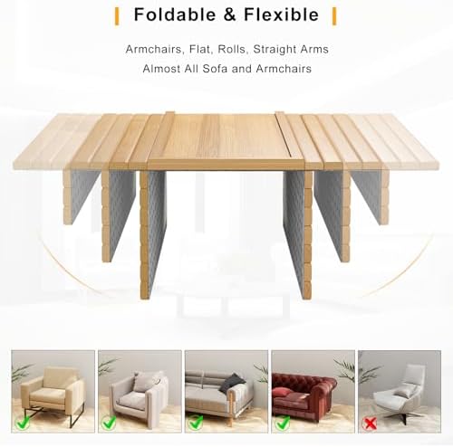 Bestjing 2 in 1 Bamboo Sofa Armrest Tray Table for Couch - Image 5