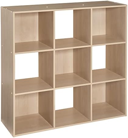 ClosetMaid Cubeicals 9 Cube Storage Shelf Organizer Bookshelf, Square Shape, Easy Assembly - Birch Wood Finish by Unknown