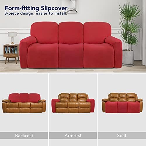 PureFit Super Stretch 3 Seats Recliner Sofa Couch Cover with Pocket - Image 4