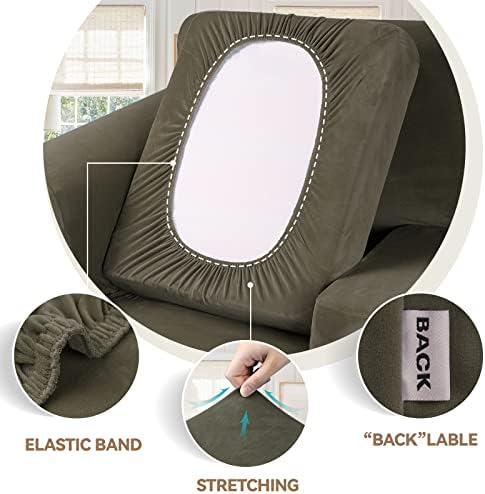 WEERRW Velvet Stretch 3 Pieces Couch Cover for Sofa Washable, Light Brown - Image 3