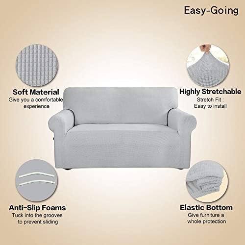 Easy-Going Stretch Couch Covers for Sofa Washable Large Silver Gray - Image 3