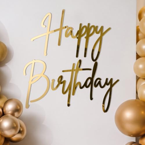 Yousoontic Happy Birthday Sign for Backdrop, 23 x 20 Inch, Stylish, Gold by Yousoontic