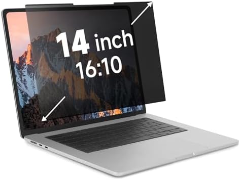 Nano-Suction Laptop Privacy Screen 14 Inch 16:10, Removable Screen Privacy Shield for Laptop, Anti Glare, Anti Bule Light, Screen Protector for Lenovo HP Dell Acer Asus Thinkpad by Unknown