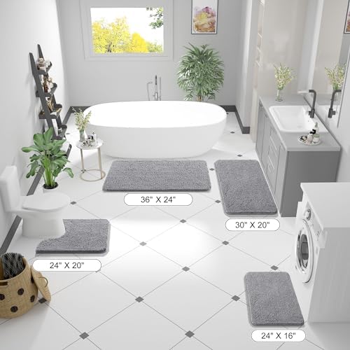 OLANLY Bathroom Rugs 32x20, Extra Soft Absorbent Chenille Bath Rugs - Image 2