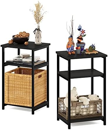 Furinno JUST 3-Tier Metal Frame Telephone Table, Set of 2, Espresso - Image 4