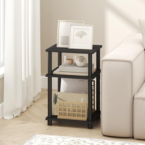 Furinno Turn-N-Tube 3-Tier Toolless Side Table, Compact, Dark Americano - Image 2