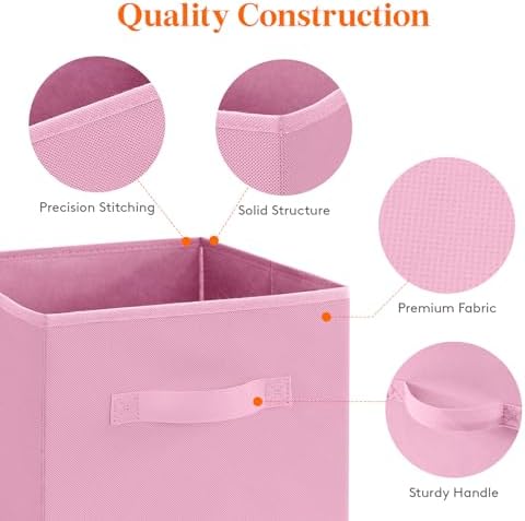 Lifewit Storage Cubes, 11 Inch Organizer Bins, 18L Pink, 6 Packs - Image 3