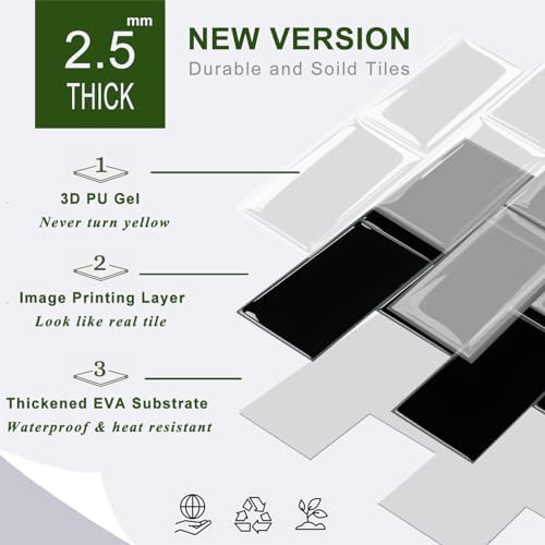 STICKGOO 10-Sheet Backsplash Peel and Stick Subway Tile, Self Adhesive Vinyl Wall Tiles, Stick on Backsplash for Kitchen and Bathroom(Thicker Design) - Image 6