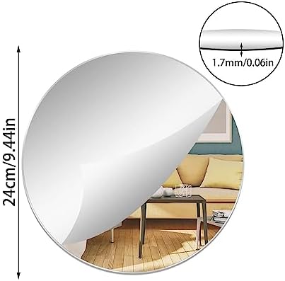 9.44" Round Acrylic Mirror Tile, 0.06" Thick Plastic Wall Mirror - Image 2