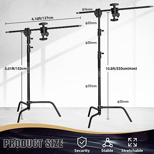LOMTAP C Stand with Boom Arm, 10.8ft/330cm Heavy Duty Light Stand - Image 3