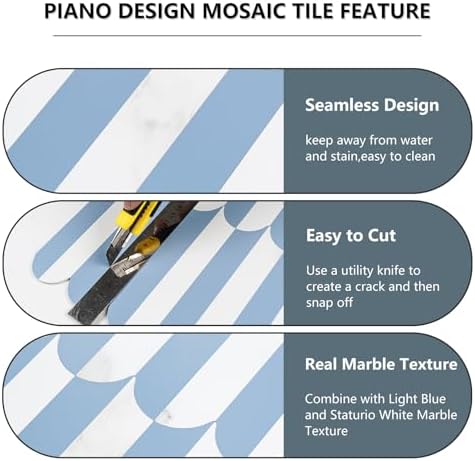 Vamos Tile Peel and Stick Backsplash Seamless Tile,Fish Scale,10 PVC Tiles - Image 2