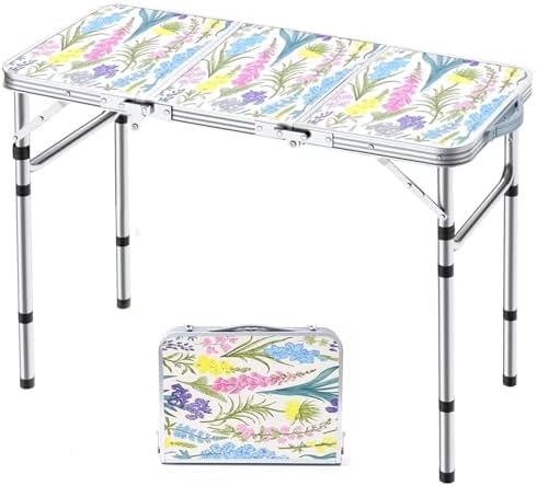 Yriuat Folding Camping Table 3ft Portable Picnic Table, Blooming Floral by Yriuat