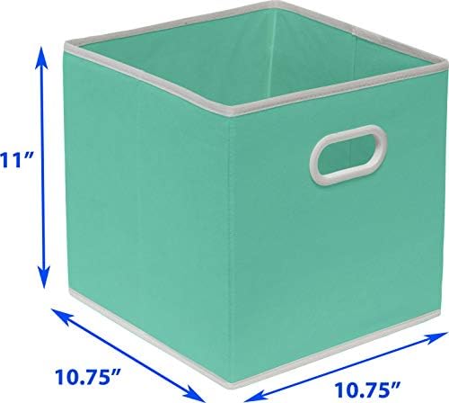 Simple Houseware 11-Inch Foldable Cube Storage Bins with Handles, Turquoise - Image 7