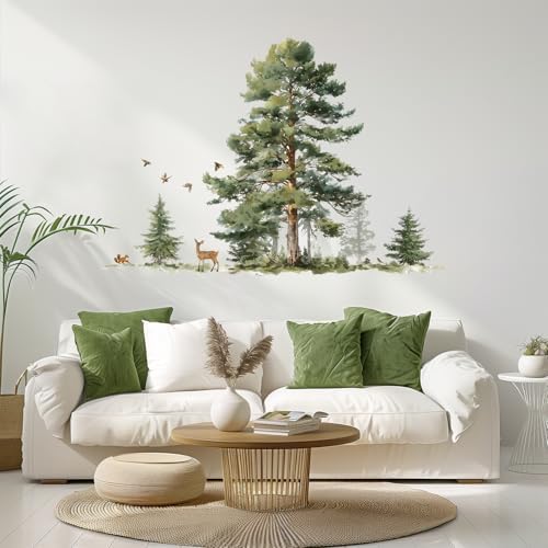 ANNA QUEEN Woodland Tree Wall Decals with Deer | Peel and Stick Forest Wall Stickers – Removable Nature Vinyl Wall Art for Nursery, Kids Room, Bedroom & Cabin Décor by ANNAQUEEN