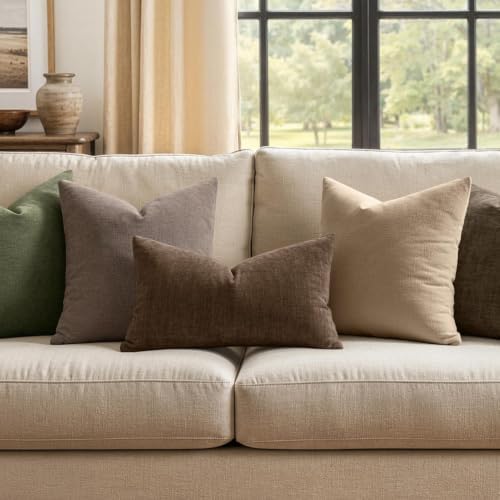 MIULEE Beaver Fur Chenille Couch Lumbar Throw Pillow Covers, 12x20 - Image 3