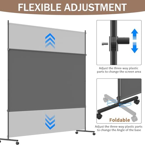 6*6FT Single Panel Room Divider/ Privacy Screen with Caster Wheels & Brakes - Image 3