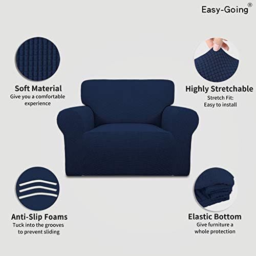 Easy-Going Stretch Oversized Chair Slipcover with Arm Washable Navy - Image 3
