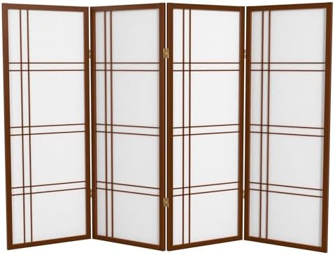 4 ft. Short Double Cross Shoji Screen - Walnut - 4 Panels by RedLantern