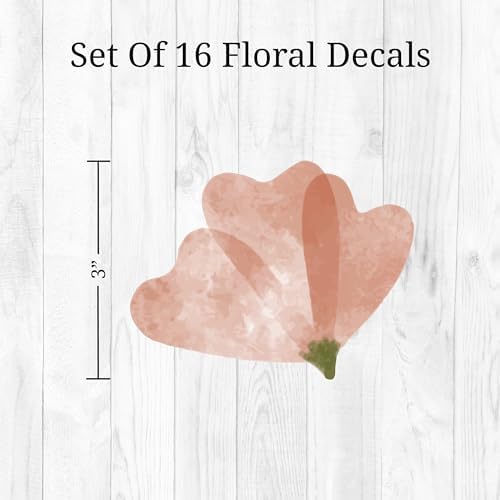 Watercolor Flower Wall Decals - Set of 16 Vinyl Flower Room Decor Peel and Stick Removable Floral Stickers for Nursery Bedroom Bathroom - Image 3