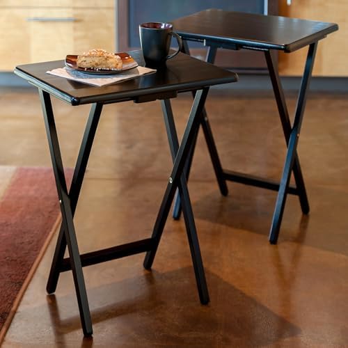 Winsome Alex Set of 2 Foldable Snack Tables, Black - Image 4