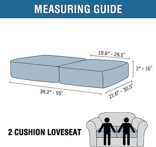 H.VERSAILTEX Velvet Stretch Couch Cushion Cover Plush Cushion Slipcover for Chair Loveseat Sofa Cushion Furniture Protector Seat Cushion Sofa Cover (2 Piece Medium Sofa Cushion Covers, Grey Striped) - Image 2