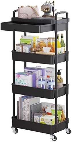 Calmootey 4-Tier Utility Cart with Drawer & Wheels, Storage for Home,Office by Calmootey