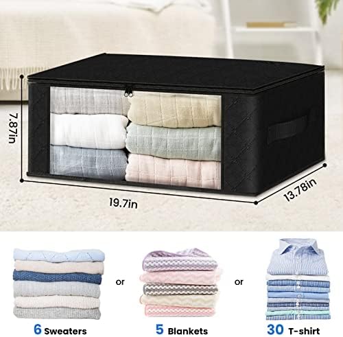 HomeHacks 10-Pack Clothes Organizer Storage Bags, 35L Storage Bins, Black - Image 2